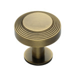 M Marcus Heritage Brass Ridge Design Cabinet Knob with Rose 32mm 